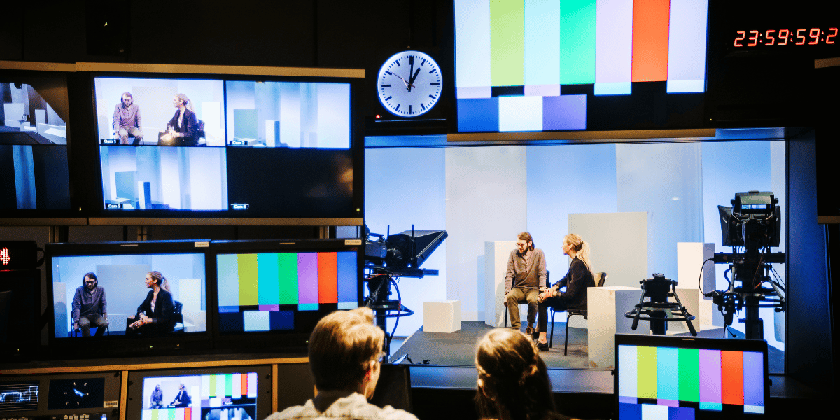 Engineers collaborating around a standards-based broadcast workflow